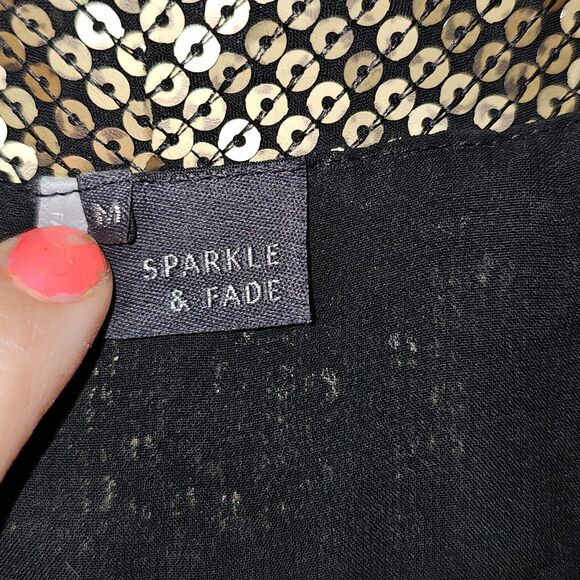 Sparkle & Fade Gold Sequin Jacket Blazer Women's Sz Medium Clubwear Disco Party - Picture 3 of 8